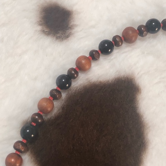 Handcrafted genuine stone mookaite black onyx beaded necklace - Picture 8 of 11